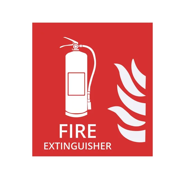 Red Fire Extinguisher Symbol Inglés Ilustración Vectorial — Vector de stock