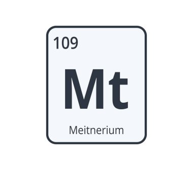 Meitnerium Kimyasal Sembol. Bilim Tasarımları için grafik. Vektör illüstrasyonu