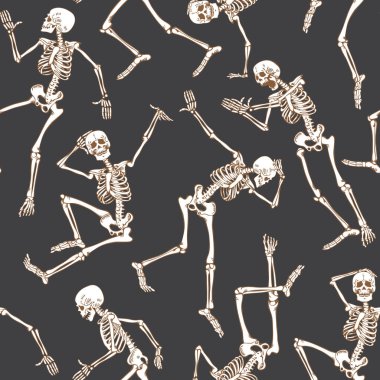 seamless texture for printing on fabric and paper dancing skeletons