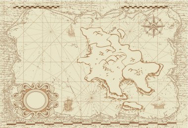 vector image of an old sea map in the style of medieval engravings