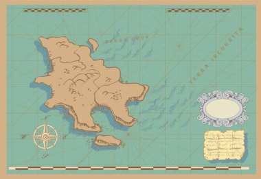 vector image of an old sea map in the style of medieval engravings