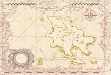vector image of an old sea map in the style of medieval engravings