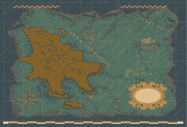 vector image of an old sea map in the style of medieval engravings