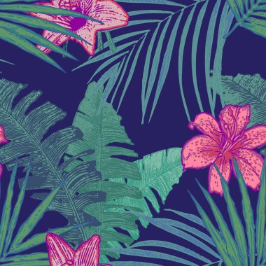 t vector image open texture jungle exotic flowers tropical thicket