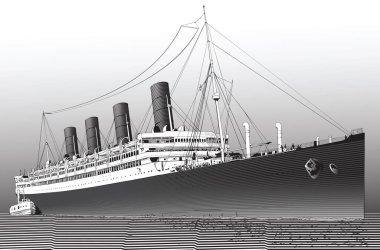 vector image of a vintage antique sea steamer