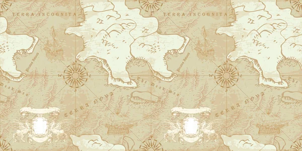 Die Alte Nautische Landkarte Der Seewege — Stockvektor