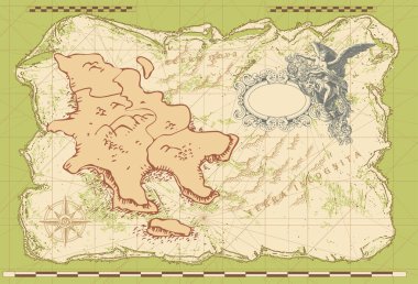 ector image of ancient nautical chart of sea routes of medieval ships