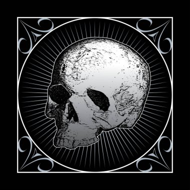 Vector image of a skull in an engraving style, a pragmatic sketch, bones, death, Halloween, horror, fear, anotomy, tattoo, shading