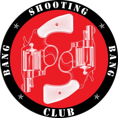 shooting club logo - vector image with two revolvers and inscription