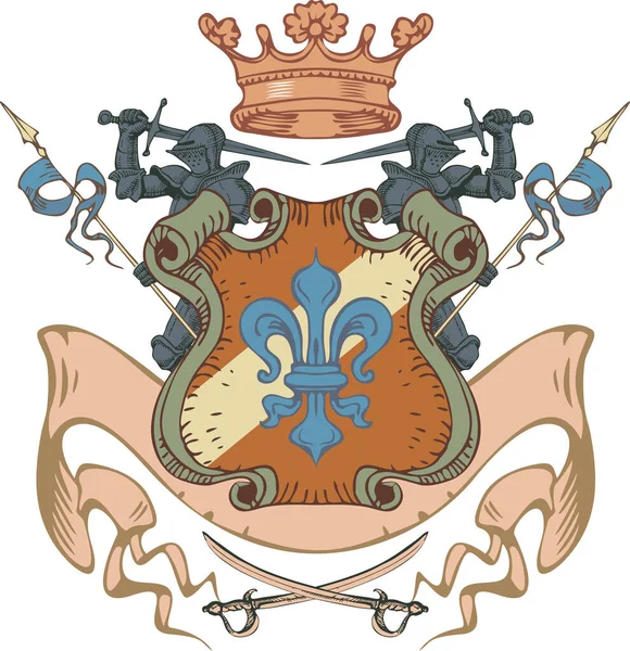 Imagem Vetorial Emblema Torneio Cavalaria Estilo Gravura Medieval — Vetor de Stock