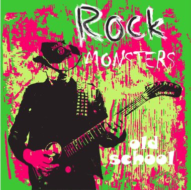 vector image of poster of american country rock music festival with guitar player playing guitar on bright textures