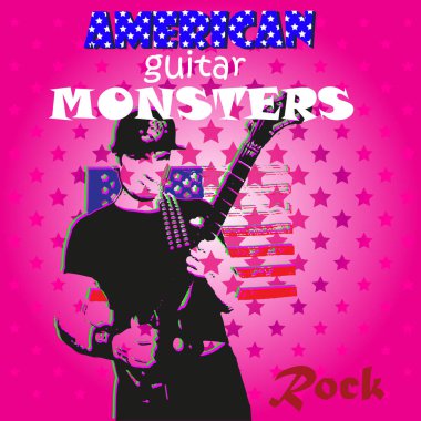 vector image of poster of american country rock music festival with guitar player playing guitar on bright textures