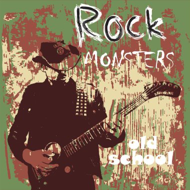 vector image of poster of american country rock music festival with guitar player playing guitar on bright textures