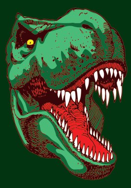 Vector image of a dinosaur head with a grin in cartoon style