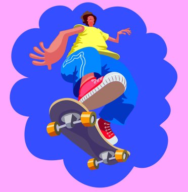vector image of a skateboarder in foreshortening, cartoon style