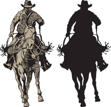  cowboy riding a wild horse mustang rounding a kicking horse on a rodeo graphic sketch sketching graphics