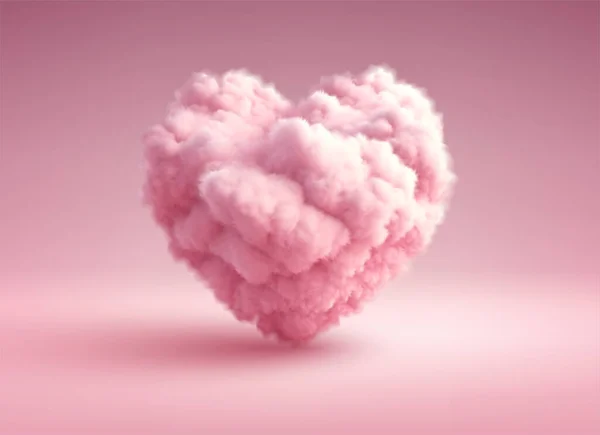 Pink Fluffy Heart Cloud Concept Design Valentines Day Greeting Card Illustrations De Stock Libres De Droits