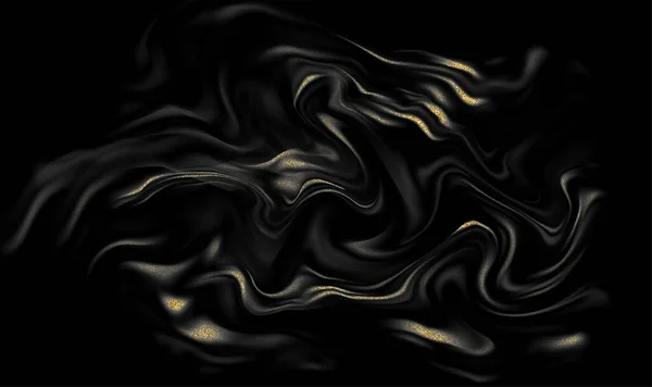 Black Gold Wave Silk Draped Fabric Luxury Abstract Background Black Vecteurs De Stock Libres De Droits