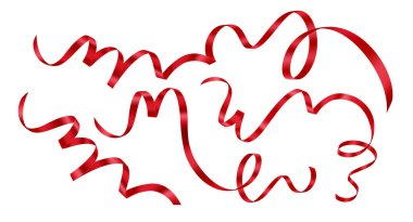 Zarif Kırmızı İpek Kurdeleler. Törensel sunumlar ve etkinlikler için mükemmel. Vektör İllüstrasyonu