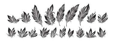 Çeşitli Biçim ve Düzenlemelerde Entrika Tasarlanmış Kara Tüy Motifleri