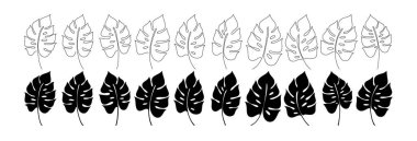 Monstera Yaprakları Tasarım, Dekorasyon ve Yaratıcı Projeler İçin Tasarım ve Siluet Deseni