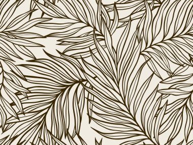 Kusursuz El Çizimi Tropikal Yapraklar Işık Arkaplanı Çizimi