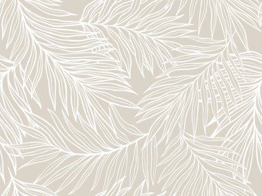 Tarafsız Arkaplan Üzerine Zarif Soyut Palmiye Yaprağı Deseni