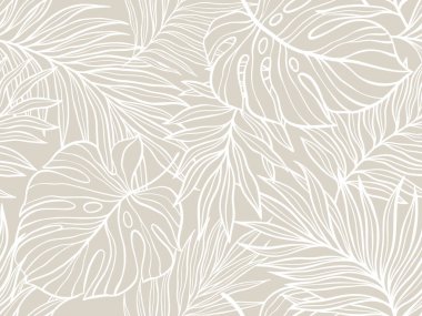 Tarafsız Tonlar Dekoratif Projeler ve Arkaplan için Tropikal Yaprak Tasarımı