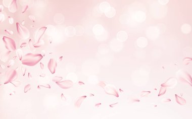 Yumuşak bir Pastel Arkaplan Karşısında Şık Yüzen Pembe Çiçek Yapraklarının Vektör ResimleriName.