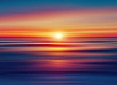 Sıcak ve Serin Tonlar Altında Canlı Bir Günbatımının Soyut Arkaplanı