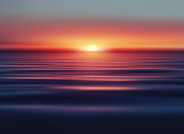 Canlı Renk Vektörü Resmetme Arkaplan Tasarımı ile Sakin Okyanus Üzerinde Gün Batımı