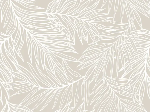 Tarafsız Arkaplan Üzerine Zarif Soyut Palmiye Yaprağı Deseni