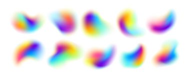 Soyut Renkli Gradyan Elementleri Vektör İllüstrasyon Arkaplanı Canlı Şekiller Beyaz Üs Estetiğinin Üzerinde Canlı Harmanlanıyor.