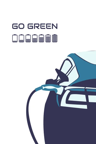 電気自動車充電の背景 電気自動車のパワードック グリーンエネルギーの概念 ポスター — ストックベクタ