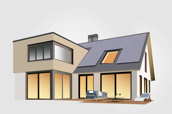 Smart Technology Renewable Energy Solar Panels Connected Smart House Sustainability — Stockvektor