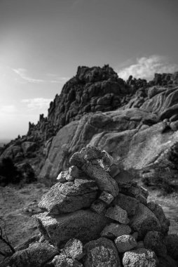 Monolith created by the passage of thousands of mountaineers in the Sierra de la Cabrera Madrid 
