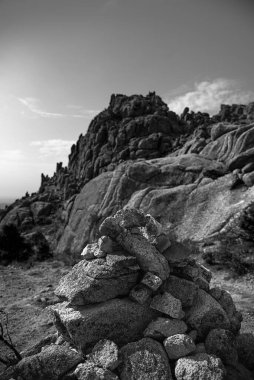 Monolith created by the passage of thousands of mountaineers in the Sierra de la Cabrera Madrid 