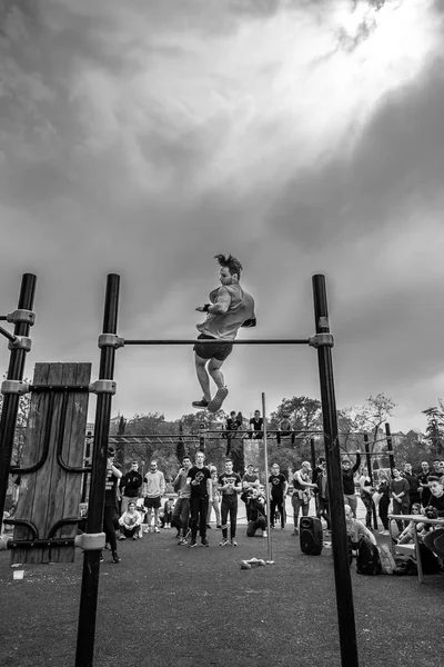 Parkour street competition in Toledo, Spain.