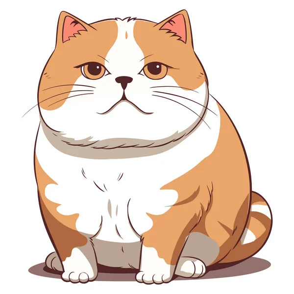 Cute Vector Illustration Chubby Cat Sitting Cartoon Style — Stock Vector