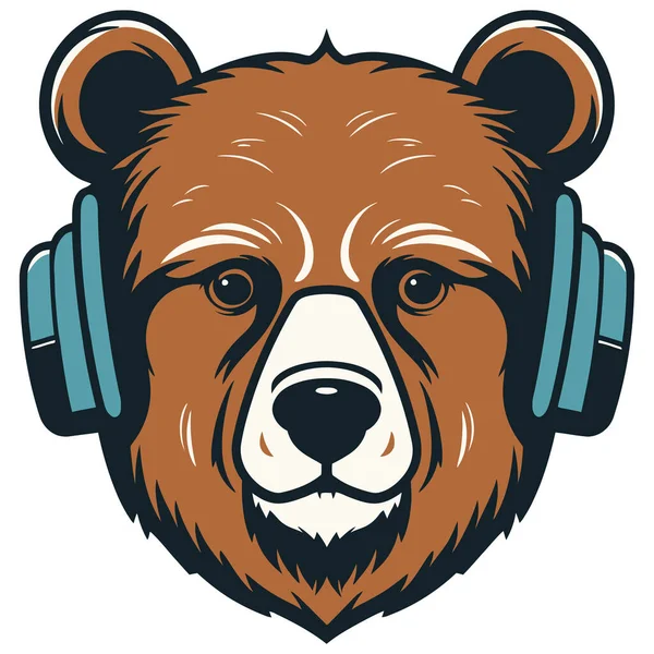 Fajna Ilustracja Niedźwiedzia Koszulki Innych Zastosowań Styl Kreskówki — Wektor stockowy