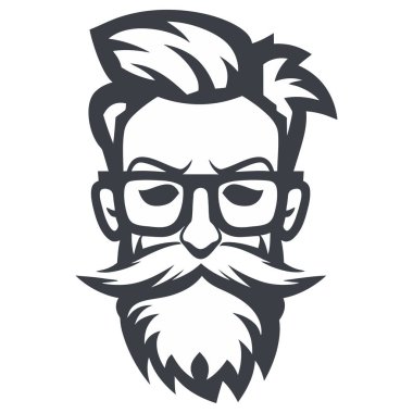 Yaşlı adamın siyah beyaz portresi. Logo tasarımı