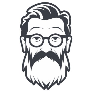 Yaşlı adamın siyah beyaz portresi. Logo tasarımı