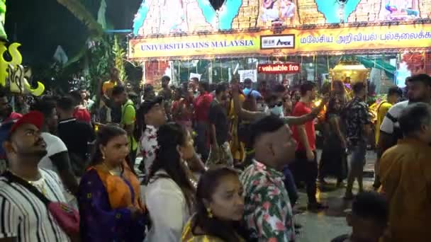 Georgetown Penang Malajsie Února 2023 Taneční Návštěvníci Oddaní Slavnosti Thaipusam — Stock video