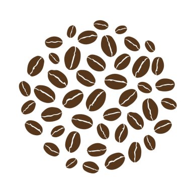 El değmemiş beyaz bir zemin üzerine kurulmuş kahve çekirdeklerinden oluşan güzel bir daire, klipsli sanat tasarımları ve çizimler için ideal.