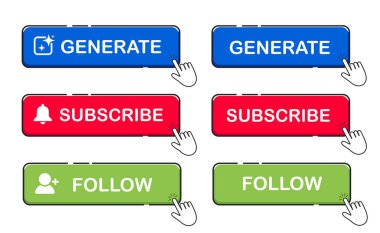 Çevrimiçi çeşitli dijital platformlarda üretimi, aboneliği ve takip etmeyi kolaylaştıran etkileşimli düğmeler