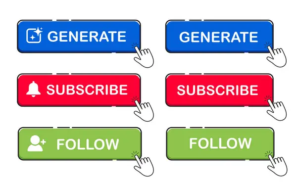 Çevrimiçi çeşitli dijital platformlarda üretimi, aboneliği ve takip etmeyi kolaylaştıran etkileşimli düğmeler