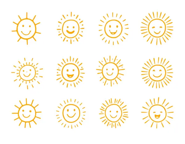 Gülen Güneş Resimleri Şirin Vektör Kümesi