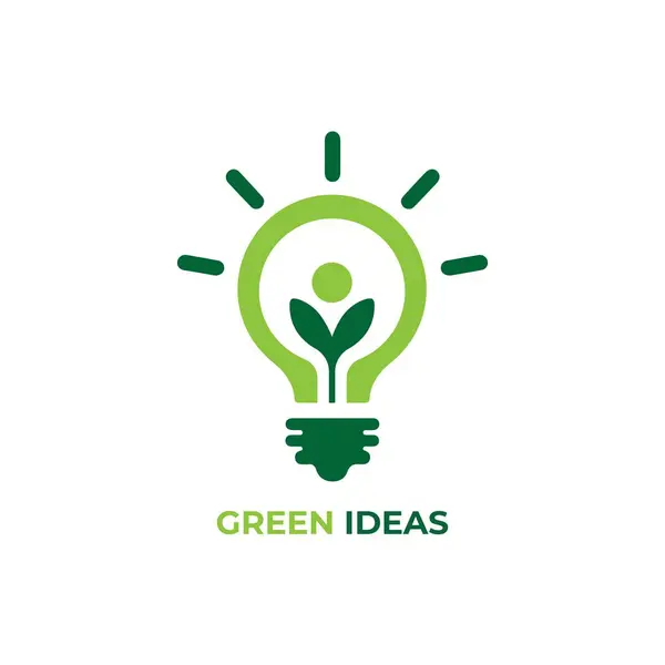 İçinde bir bitkinin filizlendiği, sürdürülebilirliği, yeniliği ve yeşil enerjiyi sembolize eden yeşil bir ampulü içeren modern ve temiz bir çevre dostu logo tasarımı..