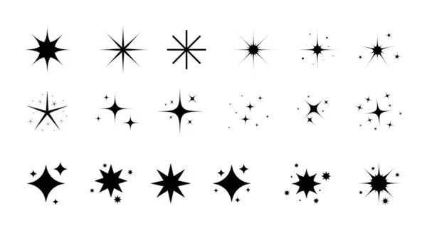 Minimalist, retro ve kalın siluetleri de içeren çeşitli stillerde 18 parıltı ve yıldız simgelerinden oluşan modern bir koleksiyon..