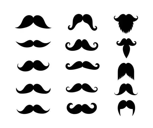 Retro, hipster ve gidonu da içeren 12 eşsiz bıyık biçiminden oluşan temiz ve çok yönlü bir vektör kümesi.